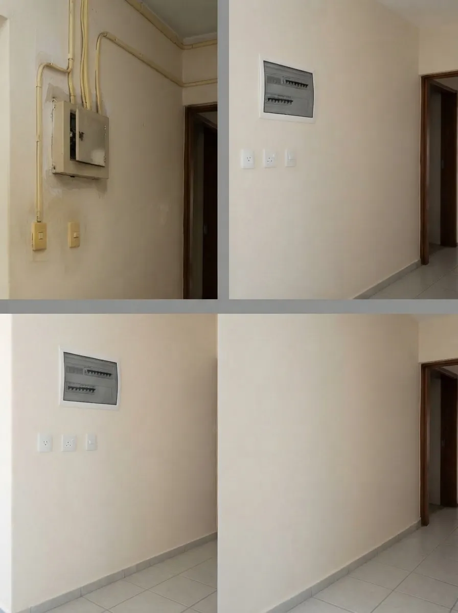 Eski ve yenilenmiş elektrik tesisatını gösteren karşılaştırma